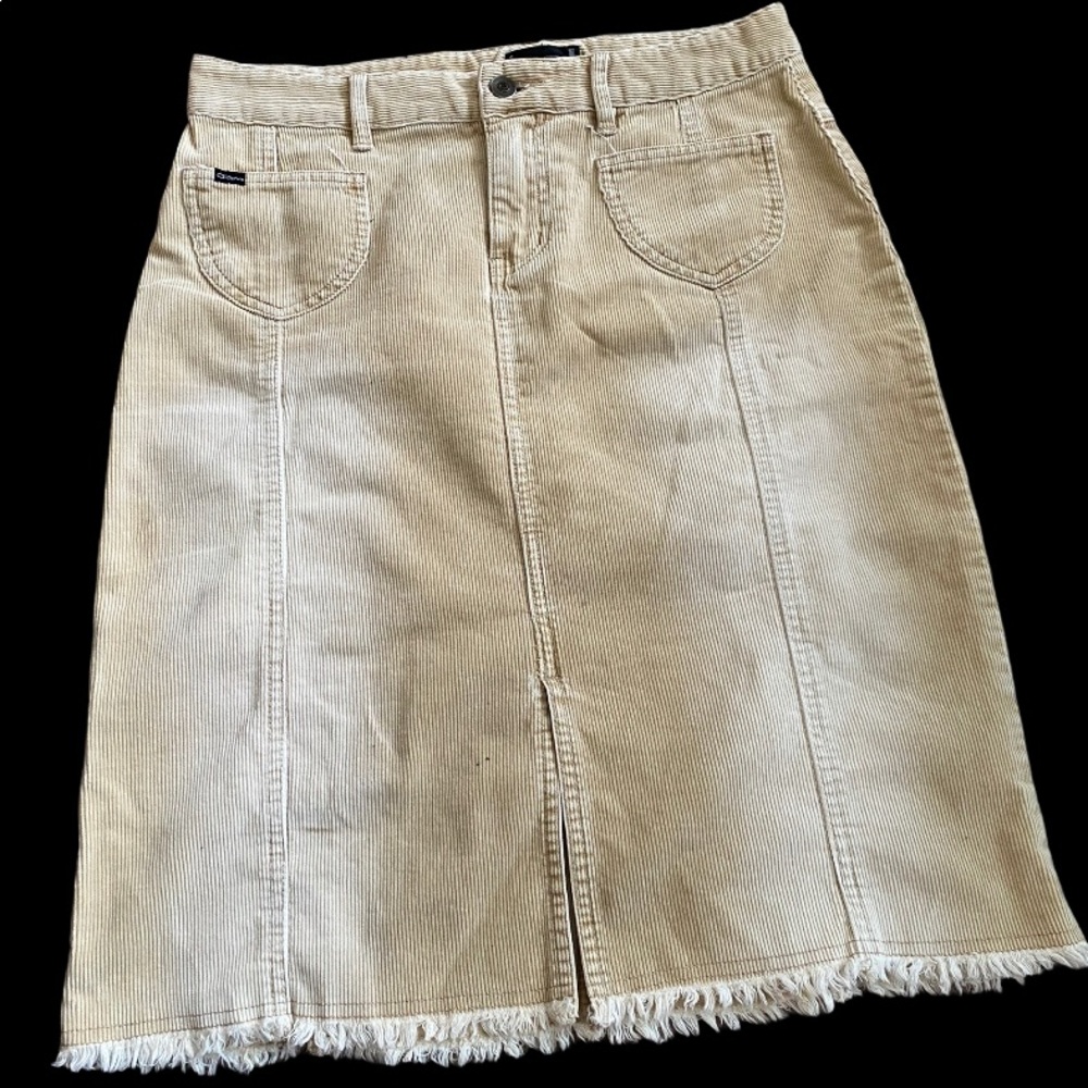 Corduroy beige skirt with fringe size 9